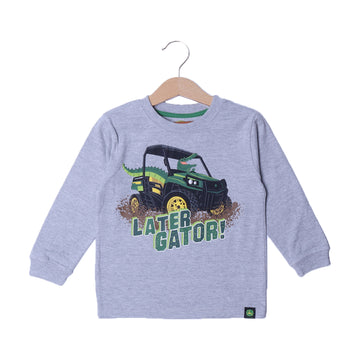 LIGHT GREY LATOR GATOR PRINTED FULL SLEEVES T-SHIRT